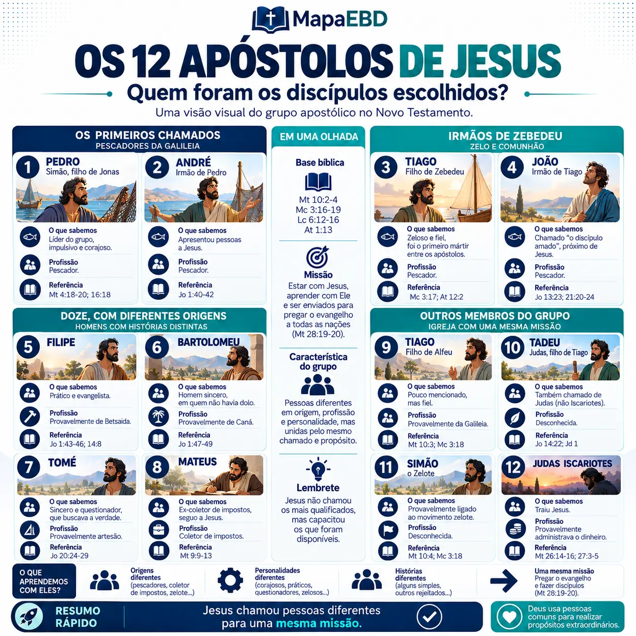 Os 12 Apóstolos de Jesus
