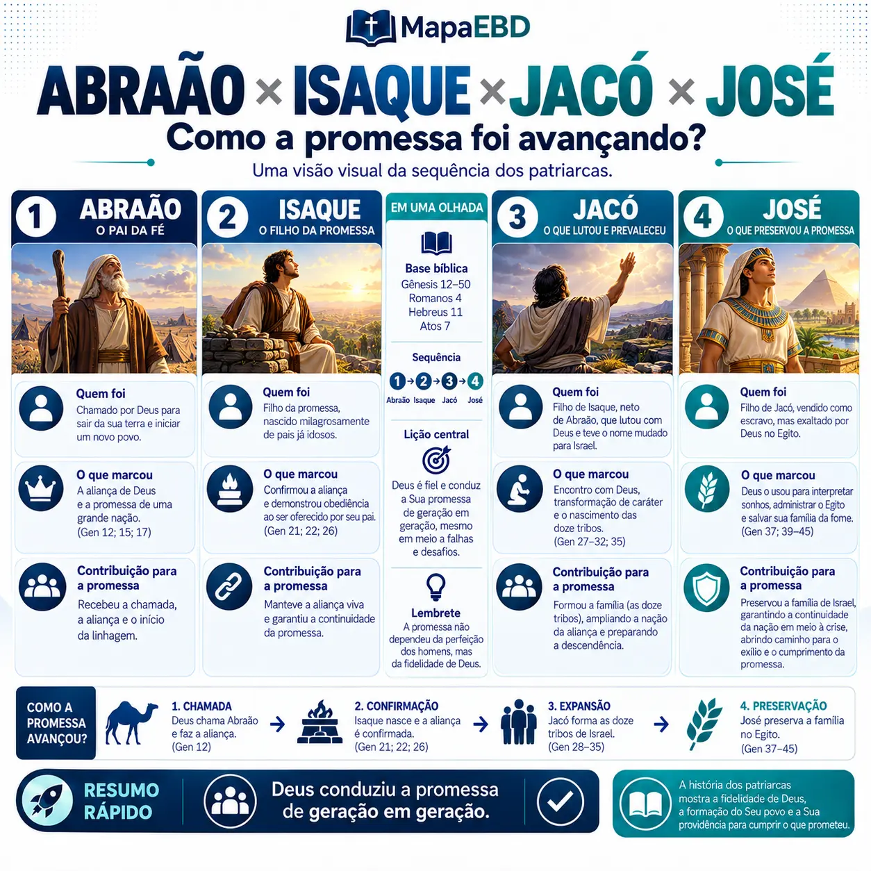Abraão × Isaque × Jacó × José